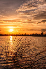 Sunset with reflection on the lake