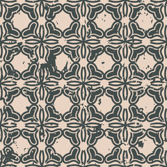 Abstract vintage ornamental pattern with fading and scratches, paint splashes. Vector template can be used for design of wallpaper, fabric, oilcloth, textile, wrapping paper and other design