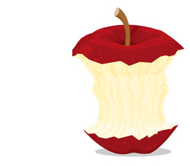 An eaten apple on transparent background
