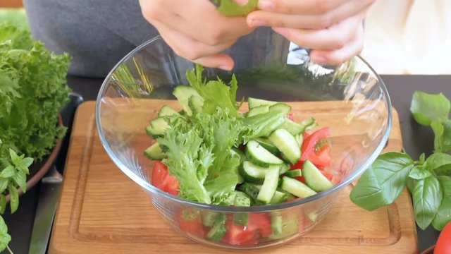 The concept of cooking vegetable salad .
