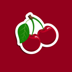 Sticker of red cherry