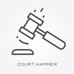 Line icon court hammer
