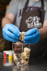 Italian ice cream artisanal preparation