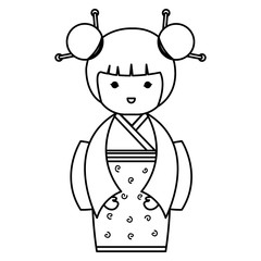 cute Little japanese doll vector illustration design
