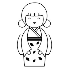 cute Little japanese doll vector illustration design