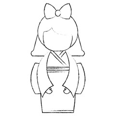 cute Little japanese doll vector illustration design