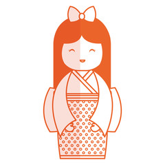 cute Little japanese doll vector illustration design