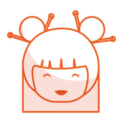 cute Little japanese doll head vector illustration design