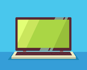 Laptop personal computer icon. Vector flat cartoon illustration