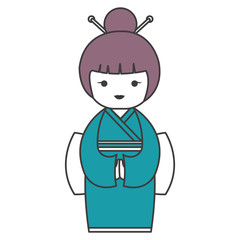 cute Little japanese doll vector illustration design