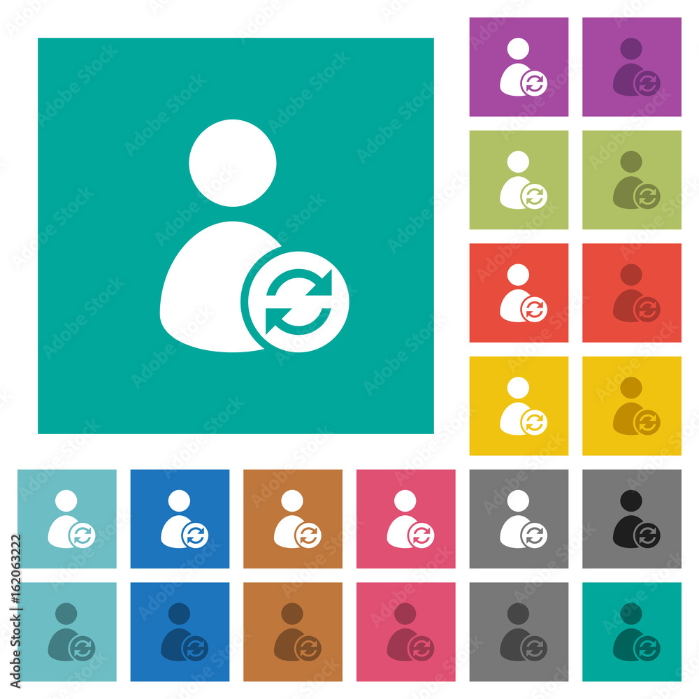 Poster refresh user account square flat multi colored icons