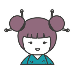 cute Little japanese doll vector illustration design