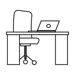 office desk with laptop vector illustration design