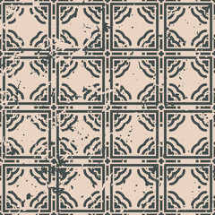Abstract vintage ornamental pattern with fading and scratches, paint splashes. Vector template can be used for design of wallpaper, fabric, oilcloth, textile, wrapping paper and other design