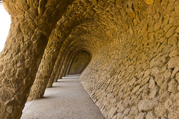 Stone columns in Park Guell Barcelona