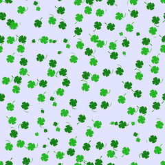 Vector seamless pattern with green flowers on white.