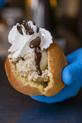 Italian ice cream artisanal preparation