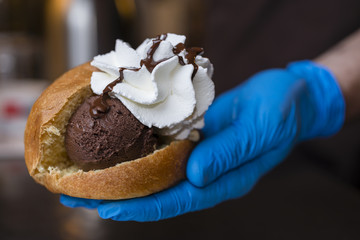 Italian ice cream artisanal preparation