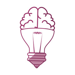 Brain in light bulb shape icon over white background vector illustration