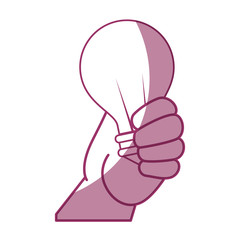hand holding a light bulb icon over white background vector illustration
