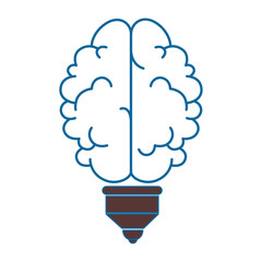 bulb in brain shape icon over white background vector illustration