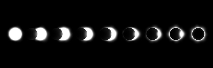 Fototapeta premium Different phases of solar and lunar eclipse . Vector .
