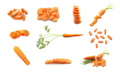 Set of carrot on white background