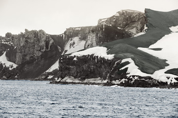Deception Island, South Shetland Islands archipelago, northwest side of the Antarctic Peninsula.