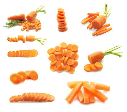 Set of carrot on white background