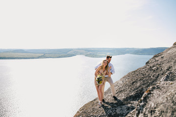  wedding couple, very nice sunset, a wonderful day for lovers, Beautiful nature