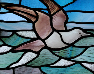 Bird (seagull) in stained glass