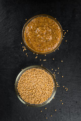 Slate slab with Sweet Mustard