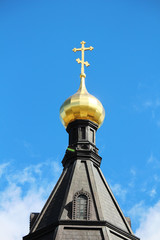 A traditional golden cupola in Russian cathedral 