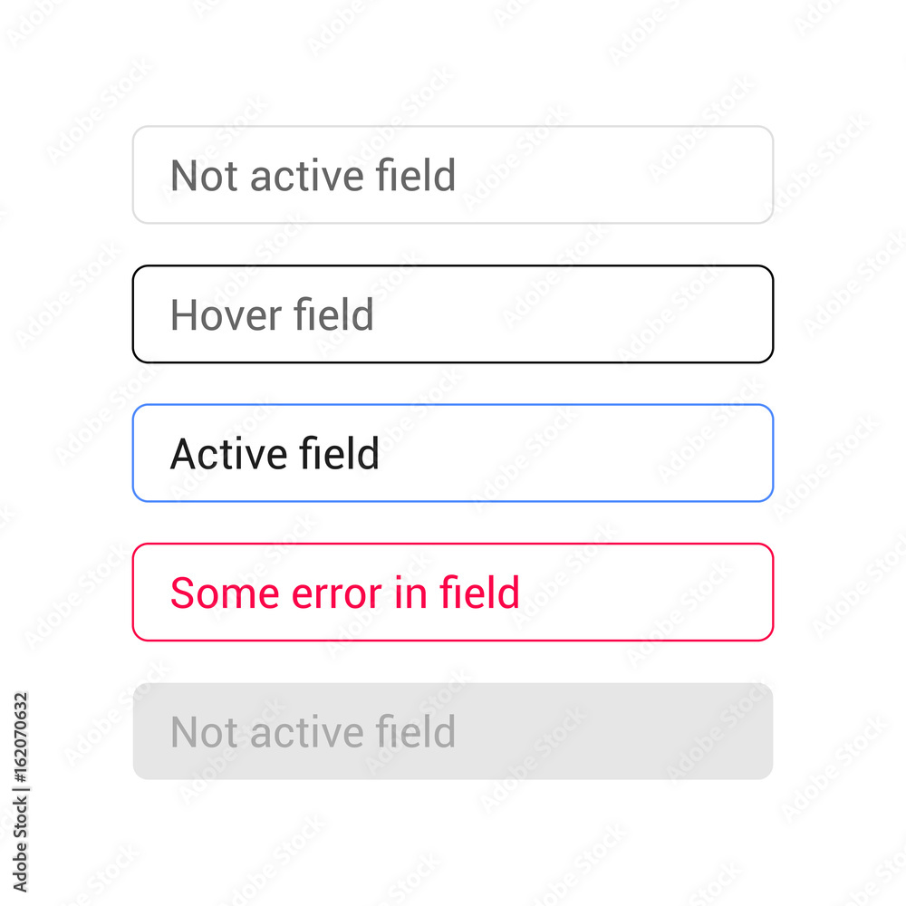 Fototapete text input vetor set. states of text fields