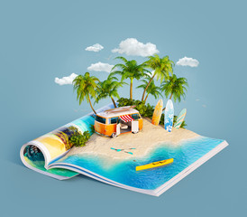 Camper van on a sand beach