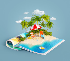 Deck chairs on a sand beach © Vadim Georgiev