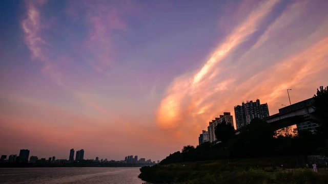 Sunset in Seoul, Korea. Time-lapse