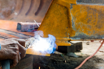 Worker welding