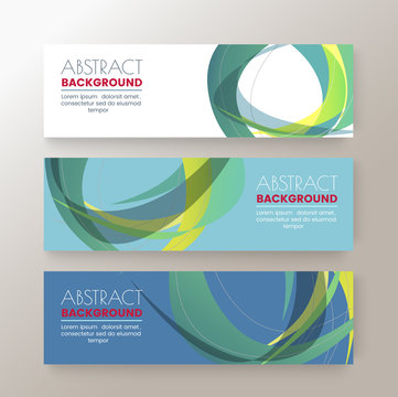 Vector set of modern design banners template with abstract circle shape pattern background.