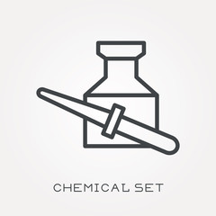 Line icon chemical set