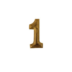 Decorative wooden alphabet digit one symbol-1 isolated on white background-with clipping path.
