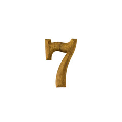Decorative wooden alphabet digit seven symbol-7 isolated on white background-with clipping path.