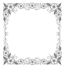 Elegant floral frame. Template for greeting card, invitation, diploma. Vector illustration in retro style