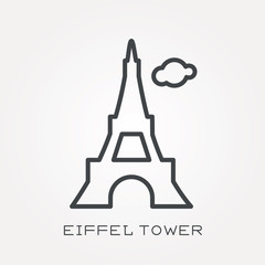 Line icon eiffel tower