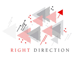 Red arrow modern style geometry design element. vector illustration for header, card, poster, invitation. Tech line grid pattern triangle motif.