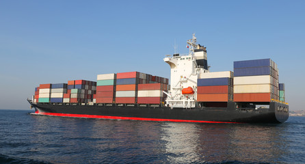 Container ship carrying goods