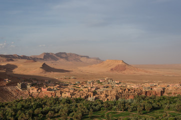 Panorama of Tinghir city in Morocco. Tinghir is an oasis on the Todgha River