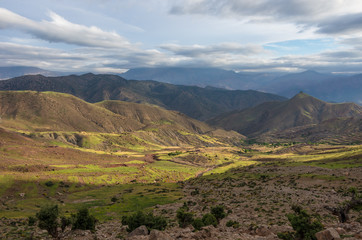 Fototapeta na wymiar Panoramic view of colorful valley in Morocco The High Atlas mountain range, Africa