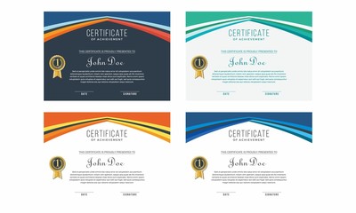 Elegant Blue Red Green Certificate decorated template shapes and golden lines vector