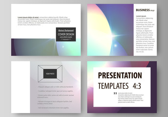Obraz premium Set of business templates for presentation slides. Easy editable abstract vector layouts. Retro style, mystical Sci-Fi background. Futuristic trendy design.